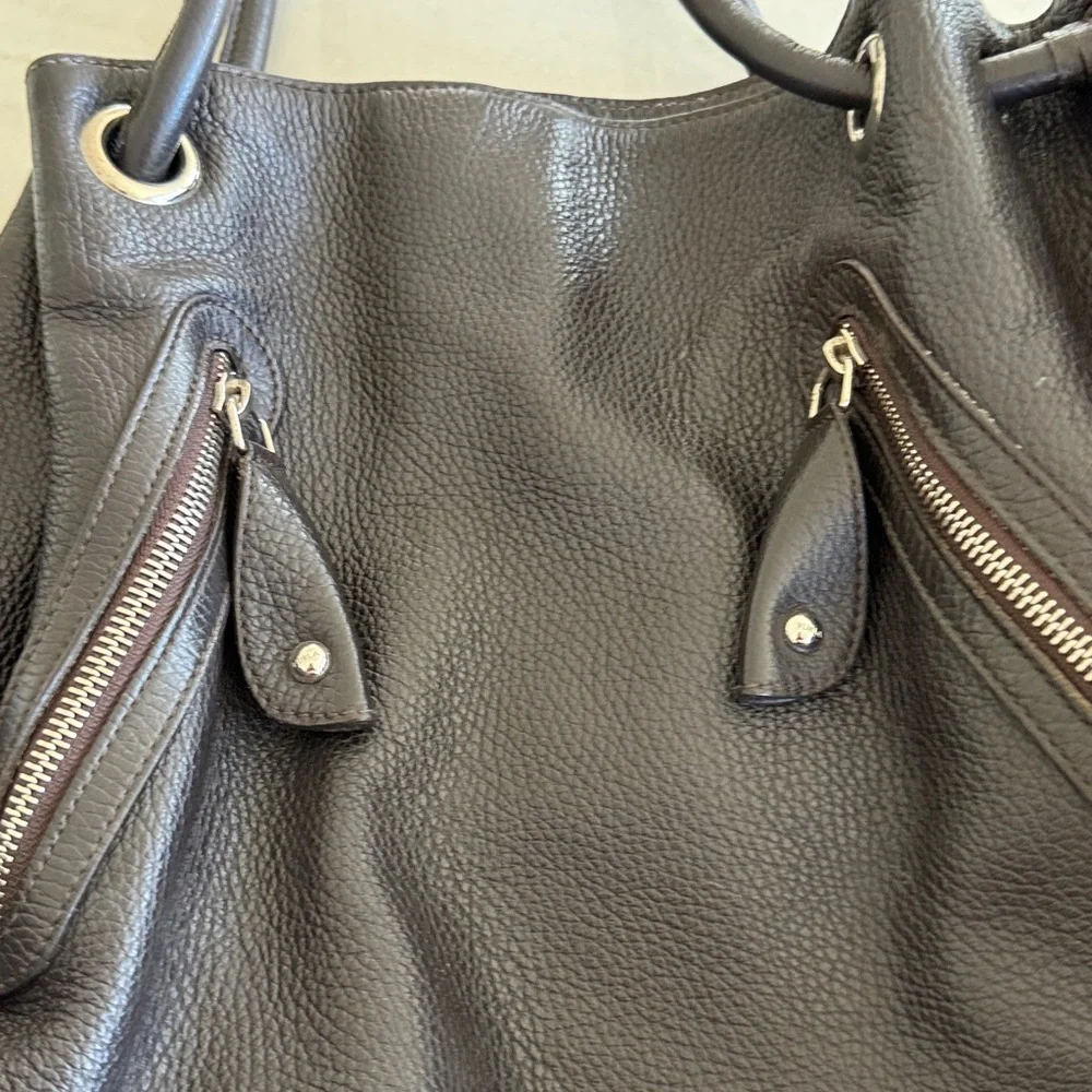 Furla Brown Pebbled Leather Shoulder Tote